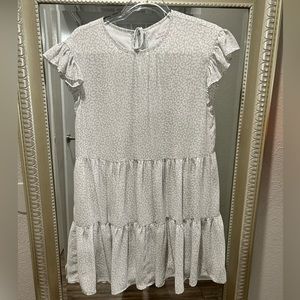 Harper Wren Blue and Whote Cheetah print babydoll dress.